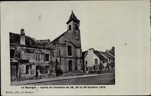 Ak Le Bourget Seine Saint Denis, L´Église après les Combats de 1870