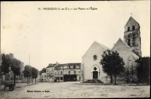 Ak Wissous Essonne, Mairie et Église