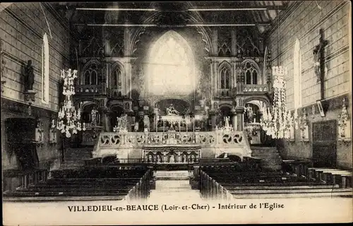 Ak Villedieu en Beauce Loir et Cher, Intérieur de l´Église