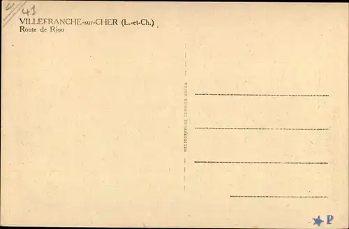 Ak Villefranche sur Cher Loir et Cher, Route de Riou
