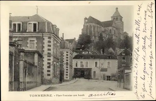 Ak Tonnerre Yonne, Place Fontaîne aux Boeufs