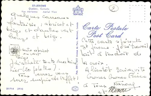 Ak Saint Jerome Quebec, Vue aerienne