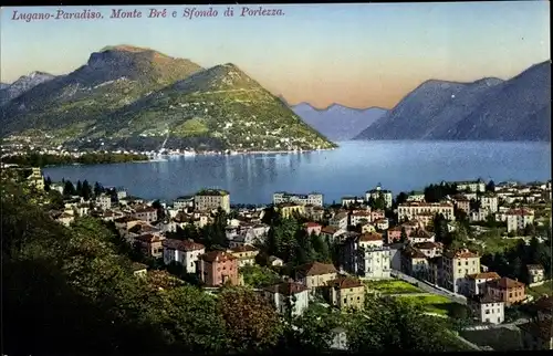 Ak Porlezza Lombardia, Lugano-Paradiso, Monte Bré e Sfondo