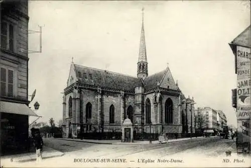 Ak Boulogne sur Seine Hauts de Seine, Église Notre Dame