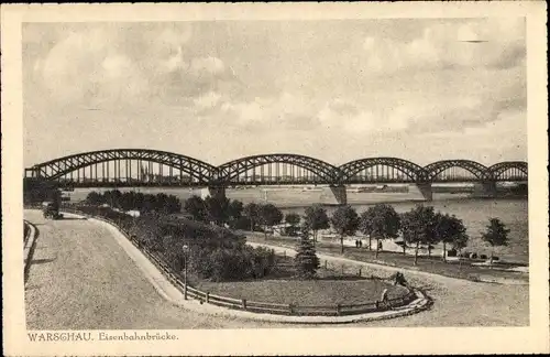 Ak Warszawa Warschau Polen, Eisenbahnbrücke