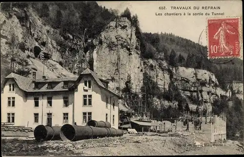 Ak Frankreich, Travaux du Refrain, Les chantiers a la sortie du Tunnel