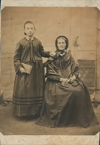 Kabinett Foto Frau und Mädchen in Tracht, Portrait