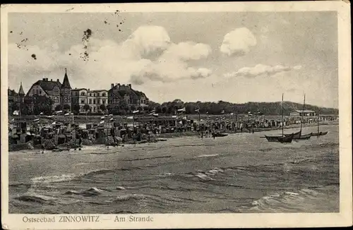 Ak Ostseebad Zinnowitz auf Usedom, Strand