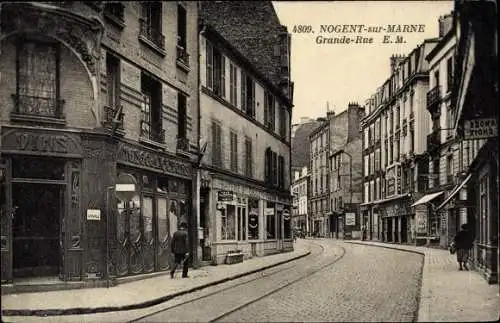Ak Nogent sur Marne Val de Marne, La Grande Rue