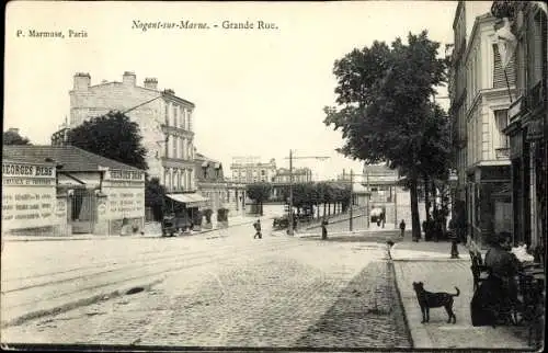 Ak Nogent le Perreux Val de Marne, Grande Rue