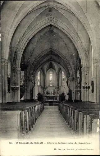 Ak Saint-Germain-du-Crioult Calvados, Interieur du Sanctuaire du Sacre Coeur