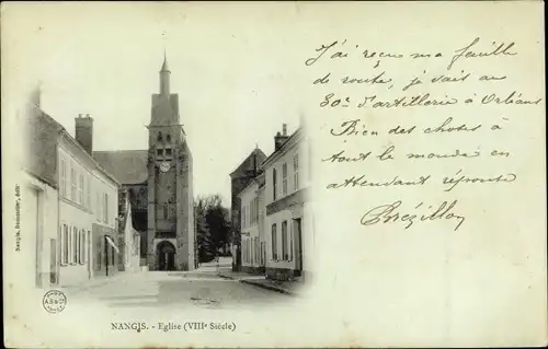 Ak Nangis Seine et Marne, Eglise, VIIIe siècle, vue du clocher