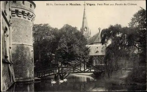 Ak Vigny Val d’Oise, Château de Vigny, Petit Pont