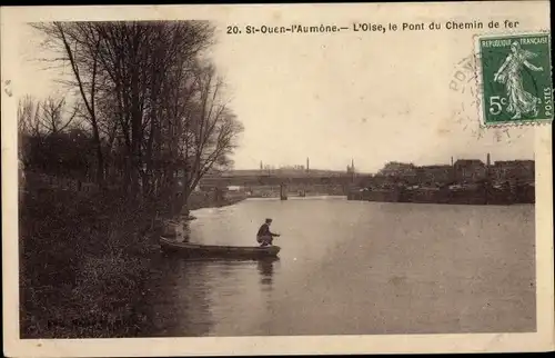 Ak Saint Ouen l´Aumone Val-d´Oise, Le Pont du Chemin de Fer