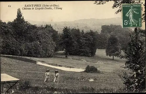 Ak Saint Prix Val-d’Oise, Château de Léopold Double, l´Etang