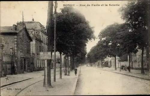 Ak Bondy Seine Saint Denis, Rue de Paris et la Scierie