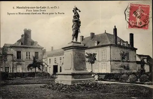 Ak Montoire sur le Loir et Cher, Square et Monument aux Morts