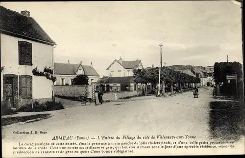 Ak Armeau Yonne, Entrée du Village