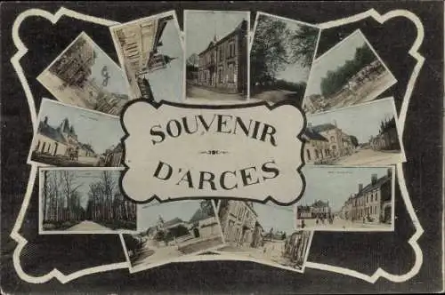 Ak Arces Yonne, Teilansichten, Kirche, Straßenpartie