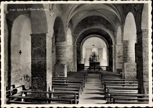Ak Saint-Pierre-de-Clages Wallis, Eglise, interieur