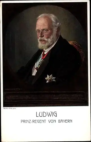 Künstler Ak Firle, Walther, Prinzregent Ludwig von Bayern, Portrait