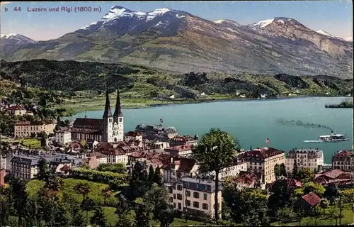 Ak Luzern Stadt Schweiz, Panorama mit Rigi