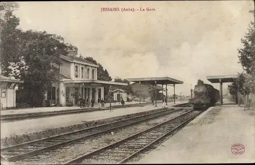 Ak Jessains Aube, La Gare, Eisenbahn