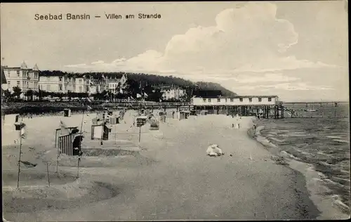 Ak Ostseebad Bansin Heringsdorf auf Usedom, Strand, Villen