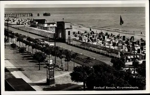 Ak Ostseebad Bansin Heringsdorf auf Usedom, Kurpromenade, Strand