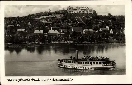 Ak Werder an der Havel, Salondampfer, Hotel Gaststätte Bismarckhöhe