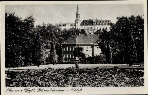 Ak Plauen im Vogtland, Lohmühlanlage, Schloss