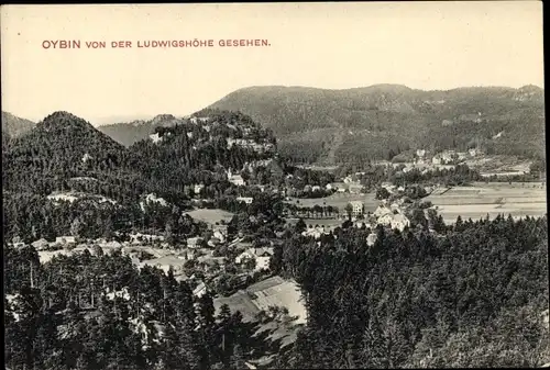 Ak Oybin in der Oberlausitz, Panoramablick von der Ludwigshöhe aus