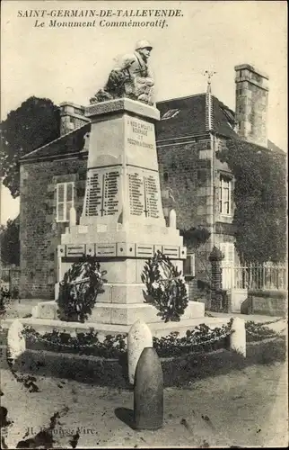 Ak Saint-Germain-de-Tallevende Calvados, Le Monument Commemoratif