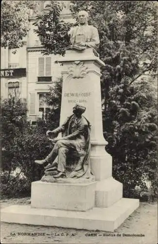 Ak Caen Calvados, Statue de Demolombe