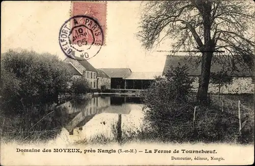 Ak Nangis Seine et Marne, Domaine des Moyeux, Ferme de Tourneboeuf, bord du rivière