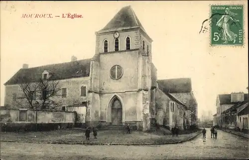 Ak Mouroux Seine et Marne, L'Église, vue générale