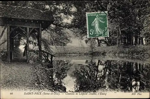 Ak Saint Prix Val-d’Oise, Château de Léopold Double, L´Étang