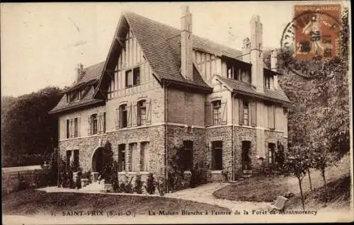 Ak Saint Prix Val-d’Oise, Maison Blanche et Entrée de la Forêt de Montmorency