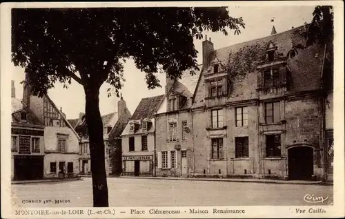 Ak Montoire sur le Loir et Cher, Place Clémenceau, Maison Renaissance