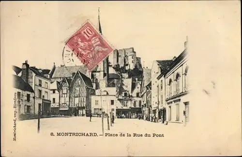 Ak Montrichard Loir et Cher, Place de la Rue du Pont