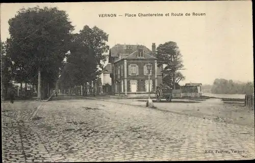 Ak Vernon Eure, Place Chantereine et Route de Rouen