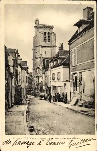 Ak Tonnerre Yonne, Église Notre Dame, Rue Saint Michel