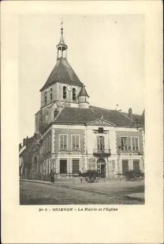 Ak Brienon Yonne, Mairie et Église