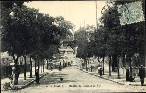 Ak Puteaux Hauts de Seine, Montée du Chemin de Fer