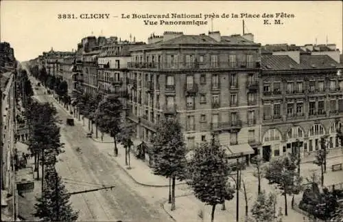 Ak Clichy Hauts de Seine, Boulevard National près de la Place des Fêtes, Vue Panoramique