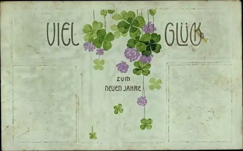 Präge Ak Glückwunsch Neujahr, Kleeblätter