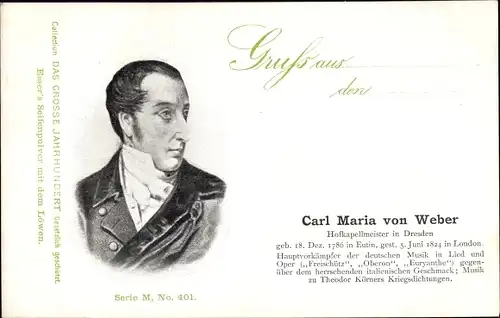 Ak Komponist Carl Maria von Weber