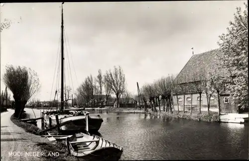 Ak Haarlem Nordholland, Wasserpartie, Schiff
