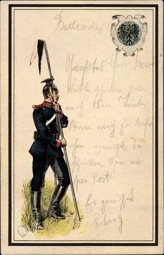 Wappen Litho Ulan in Uniform, Soldat