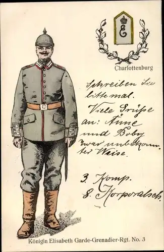 Regiment Ak Königin Elisabeth Garde Grenadier Regiment No. 3 Charlottenburg, Schulterklappe